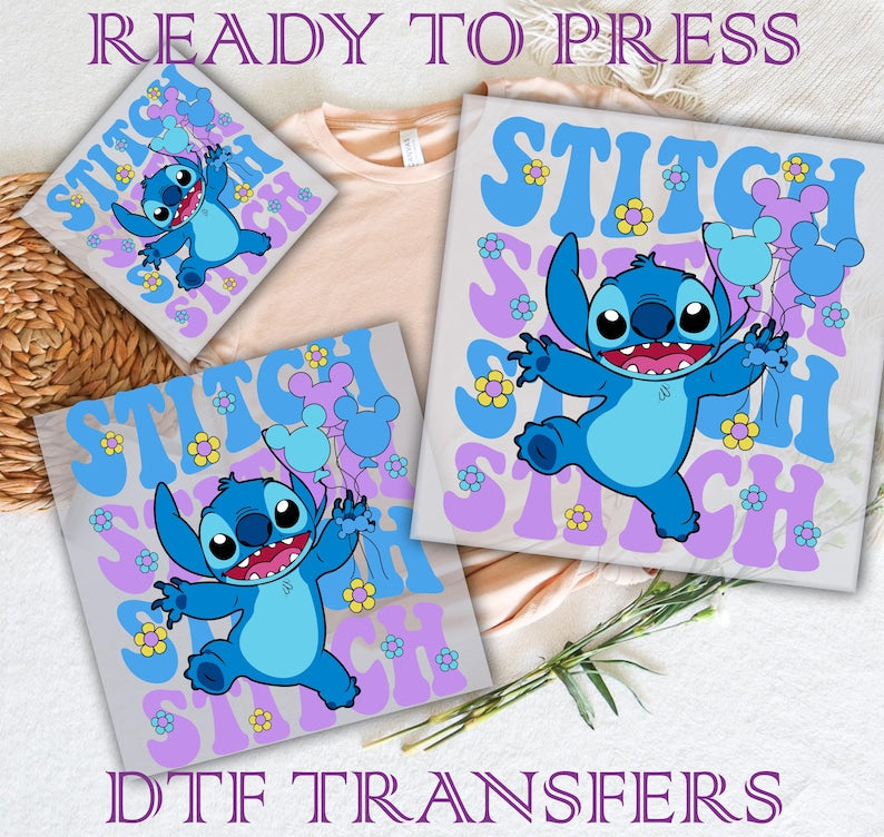 Disney Stitch DTF Transfer, Halloween Christmas Design, Ready To Press