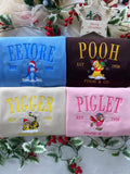 Pooh and Friends Embroidered Crewneck, Winnie the Pooh Characters Christmas Shirt, Disney Christmas Tee, Pooh Eeyore Tigger Piglet Shirt