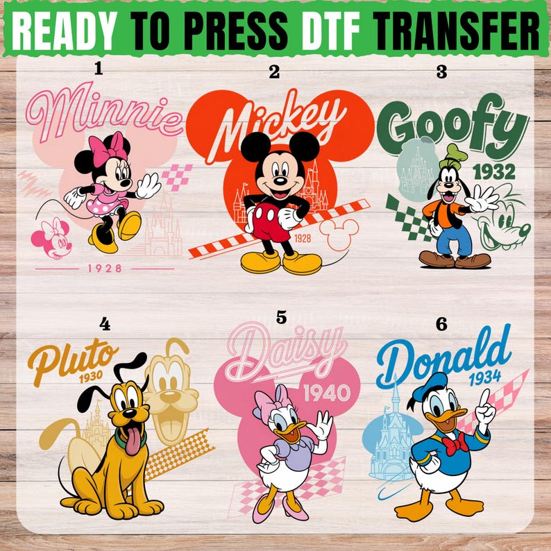 Pluto Dog DTF Transfer, Retro Disney Castle Design