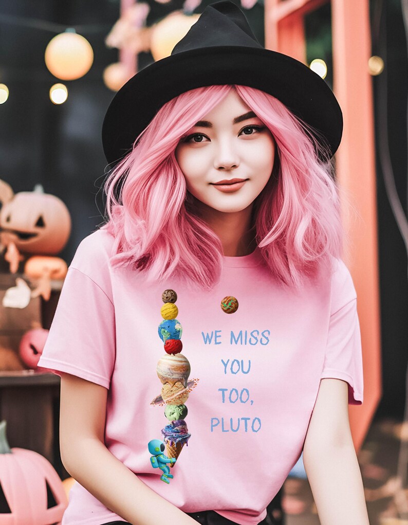 Astronaut Ice Cream Cone Planet Tee, We Miss You Too Pluto Shirt, Space Lover Gift, Unisex Galaxy T-shirt, Solar System Tee, Astronomy Top