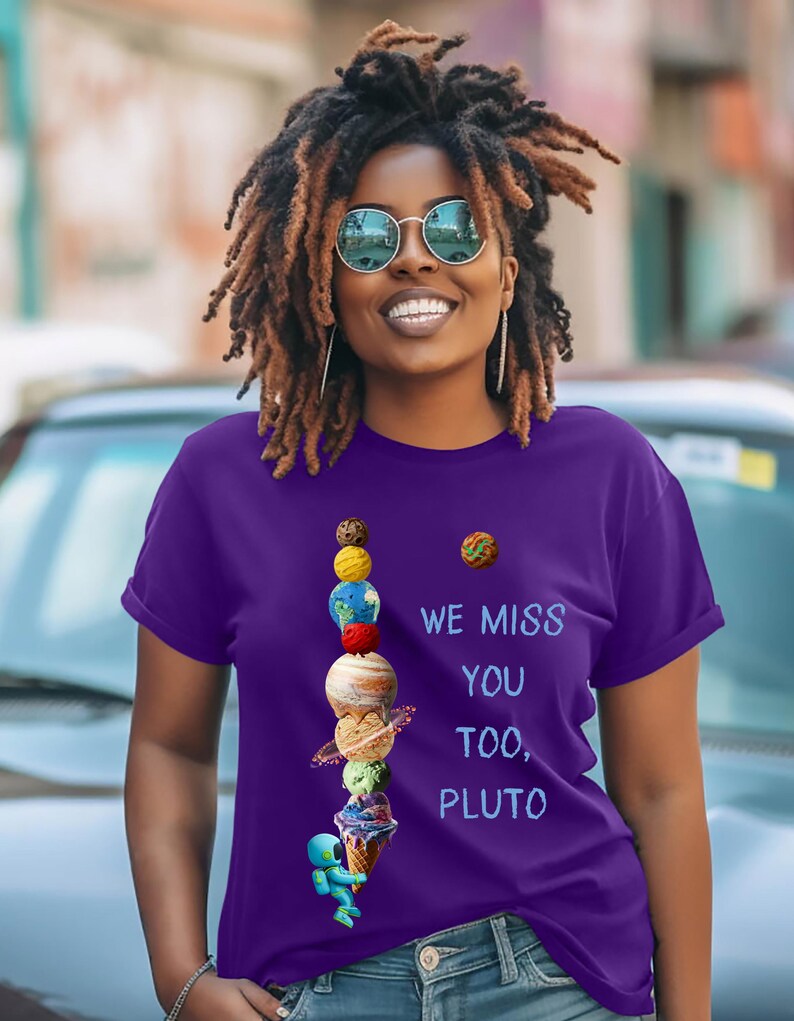 Astronaut Ice Cream Cone Planet Tee, We Miss You Too Pluto Shirt, Space Lover Gift, Unisex Galaxy T-shirt, Solar System Tee, Astronomy Top