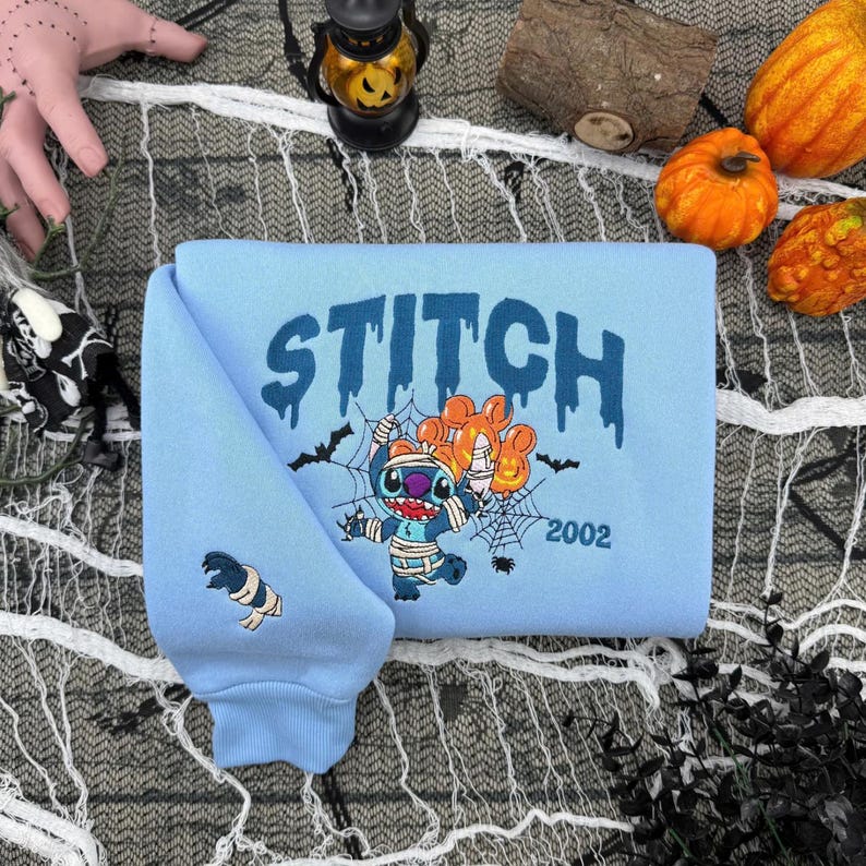 Stitch And Angel Halloween Matching Embroidered T-Shirt, Disney Stitch And Angel Couple Sweatshirt, Disney Couples Embroidery Hoodie