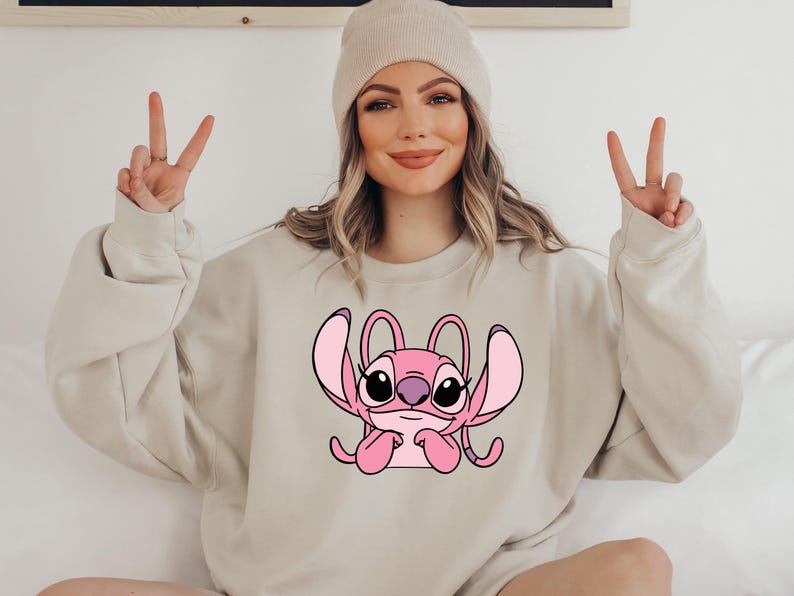 Disney Angel Ready to Press DTF, Pink Monster Print, Heat Press DTF Transfer, Cute Disney Character Print, Stitch Lover DTF, Stitch Angel