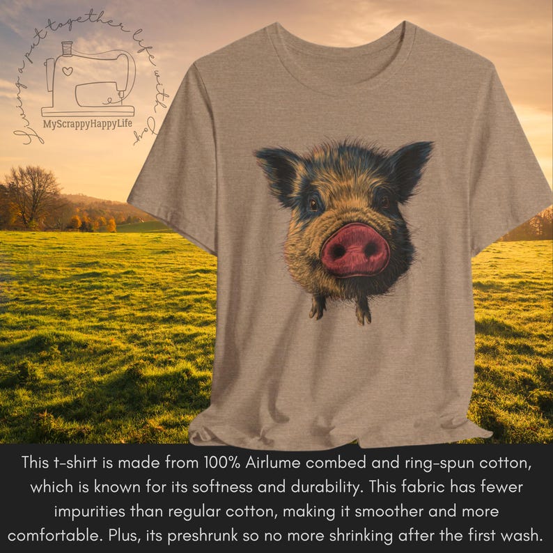 Funny Pot-Bellied Pig T-Shirt Cute Animal Lover Gift Pet Owner Top Piglet Graphic Tee Unisex Short Sleeve Tee