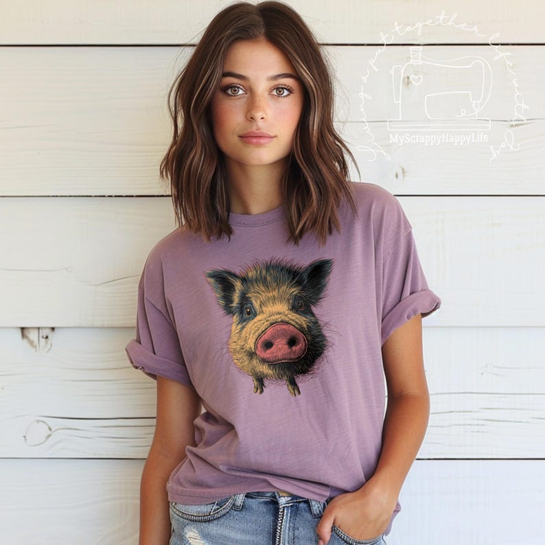 Funny Pot-Bellied Pig T-Shirt Cute Animal Lover Gift Pet Owner Top Piglet Graphic Tee Unisex Short Sleeve Tee