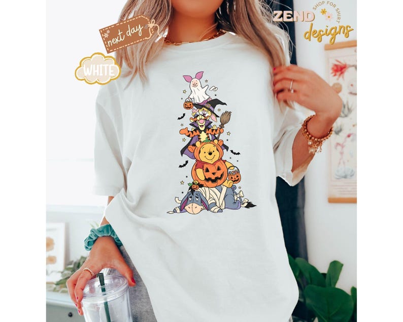Comfort Colors® Pooh Halloween Shirt, Winnie the Pooh Halloween Shirt, Pooh Characters Shirt, Piglet Pooh Shirt, Pooh Pumpkin Shirt, Gift