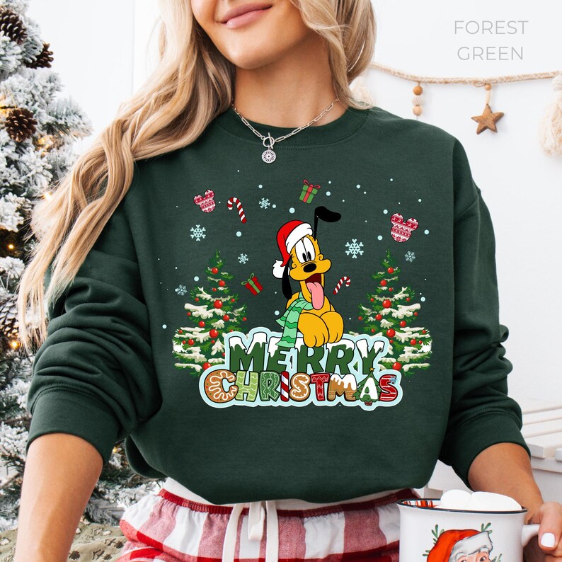 Disney Pluto Christmas Sweatshirt, Disneyland Holiday Christmas Sweatshirt, Disney Pluto Dog Xmas, Mickey And Friends Merry Christmas Shirt