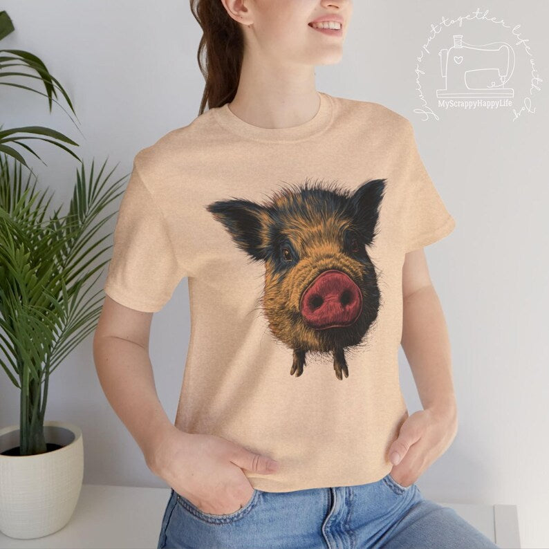 Funny Pot-Bellied Pig T-Shirt Cute Animal Lover Gift Pet Owner Top Piglet Graphic Tee Unisex Short Sleeve Tee