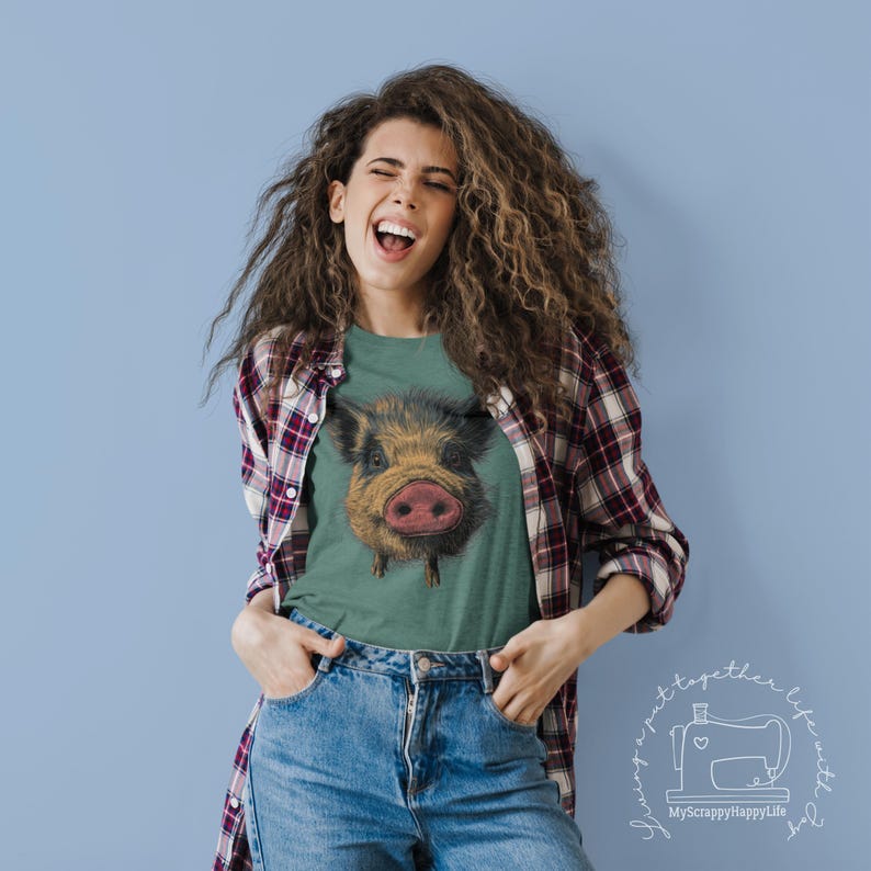 Funny Pot-Bellied Pig T-Shirt Cute Animal Lover Gift Pet Owner Top Piglet Graphic Tee Unisex Short Sleeve Tee