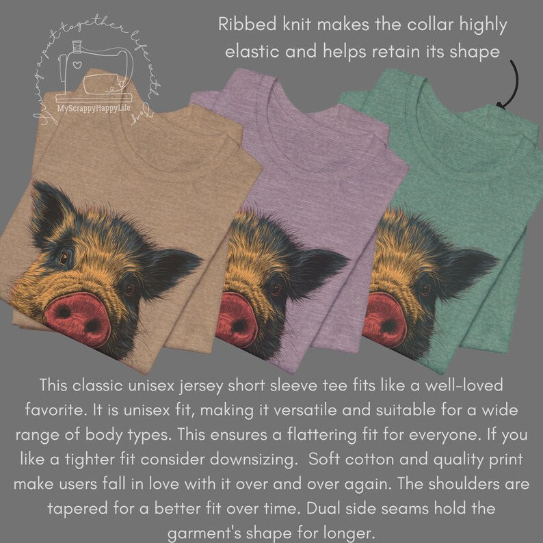 Funny Pot-Bellied Pig T-Shirt Cute Animal Lover Gift Pet Owner Top Piglet Graphic Tee Unisex Short Sleeve Tee