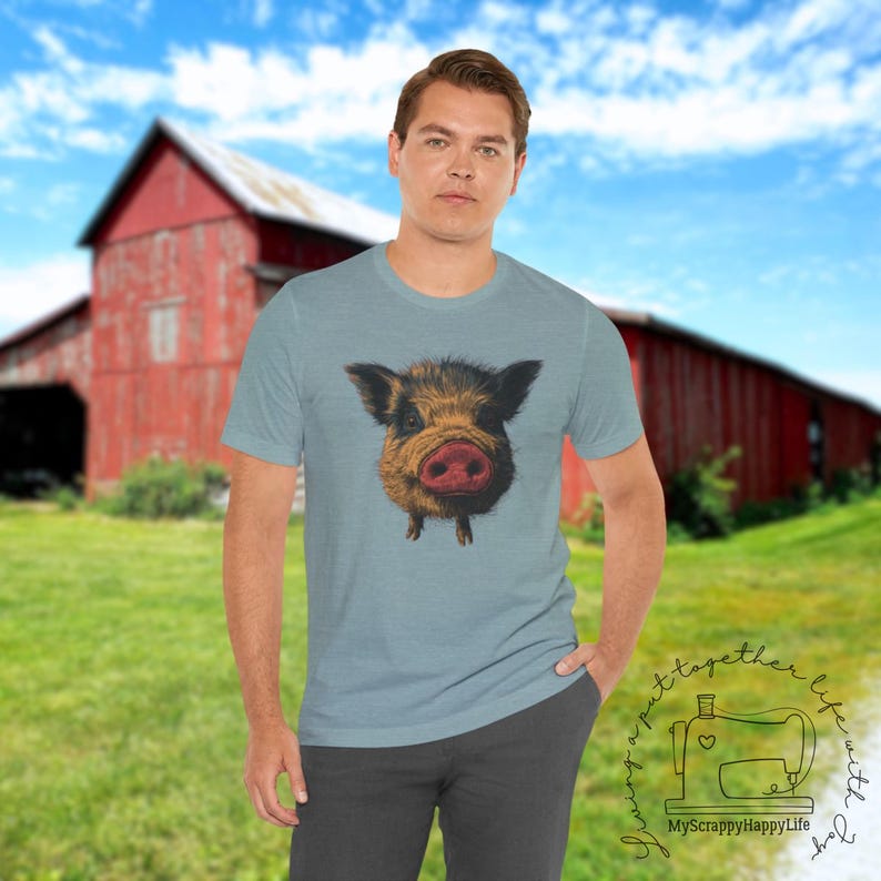 Funny Pot-Bellied Pig T-Shirt Cute Animal Lover Gift Pet Owner Top Piglet Graphic Tee Unisex Short Sleeve Tee