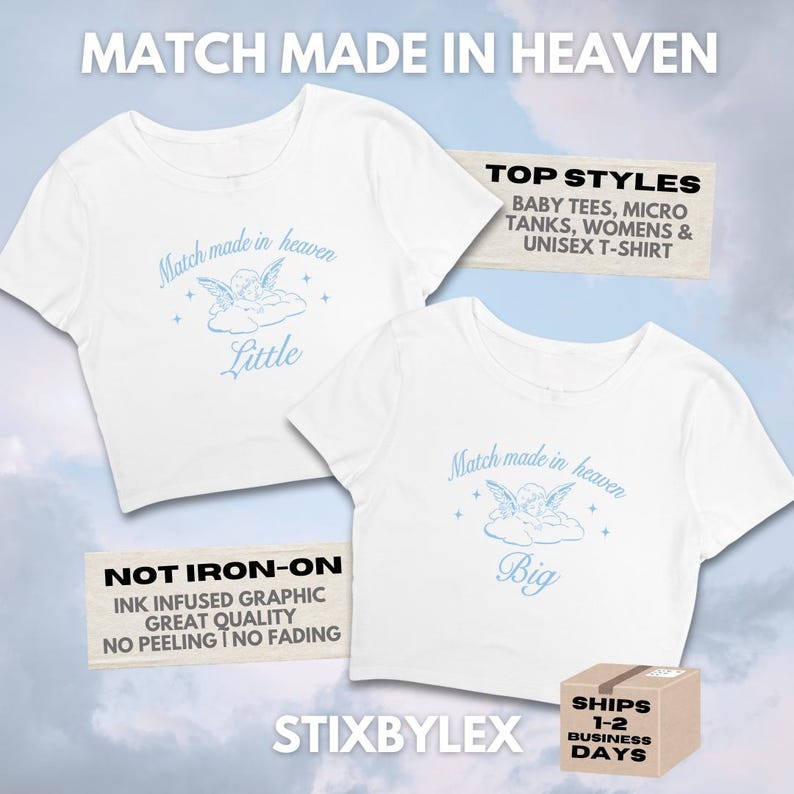 Match Made in Heaven Big Little Shirts // Angel Reveal Theme // Sorority Big Little Baby Tees, Tank Tops, T-Shirts