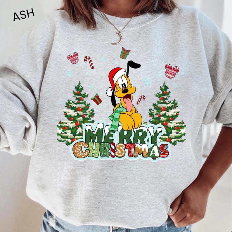 Disney Pluto Christmas Sweatshirt, Disneyland Holiday Christmas Sweatshirt, Disney Pluto Dog Xmas, Mickey And Friends Merry Christmas Shirt