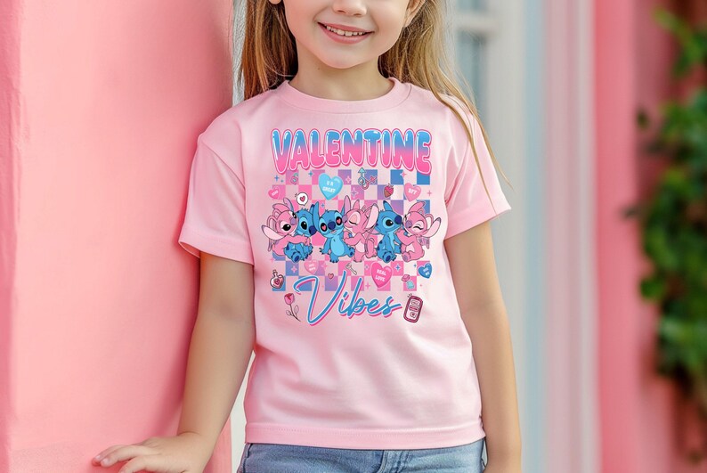 Stitch And Angel Ready to Press DTF, Disney Couple Print, Heat Press DTF Transfer, Blue Monster Print, Valentine's Day DTF, Valentine Vibes