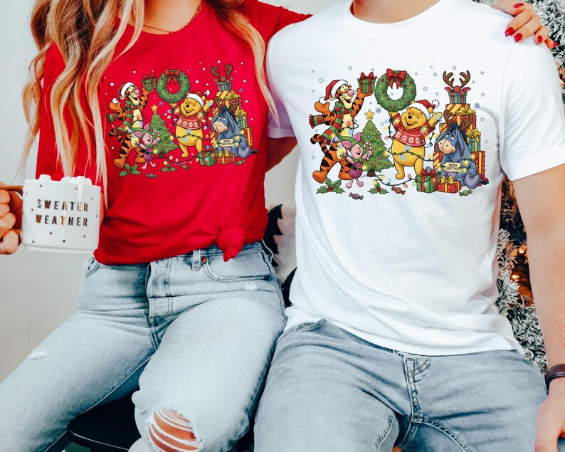 Winnie The Pooh Christmas Shirt, Disney Christmas Party Shirt, Tigger and Piglet Christmas Shirt, Merry Christmas Shirt,Pooh Bear Sweatshirt