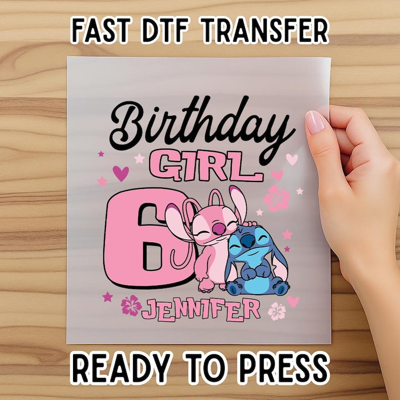 Stitch Angel Birthday Family Dtf, Disney Birthday Girl Dtf, Custom Stitch Party Dtf, Stitch Toddler Gift, WDW Birthday Gifts, Dtf Transfers