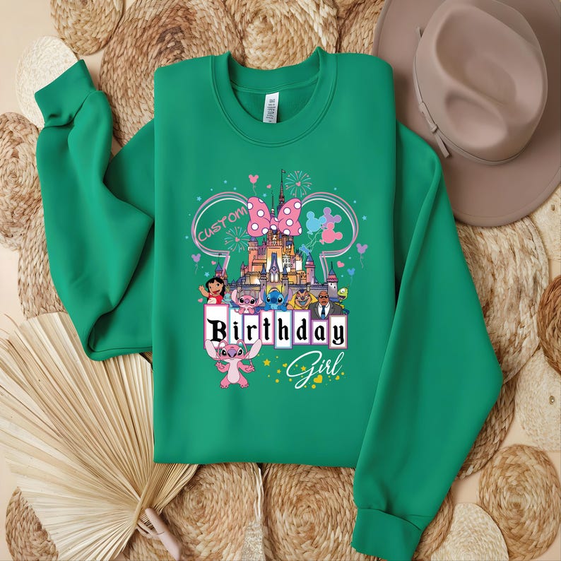 Custom Name Stitch and Angel Birthday DTF Transfers, Personalized Birthday Ready To Press