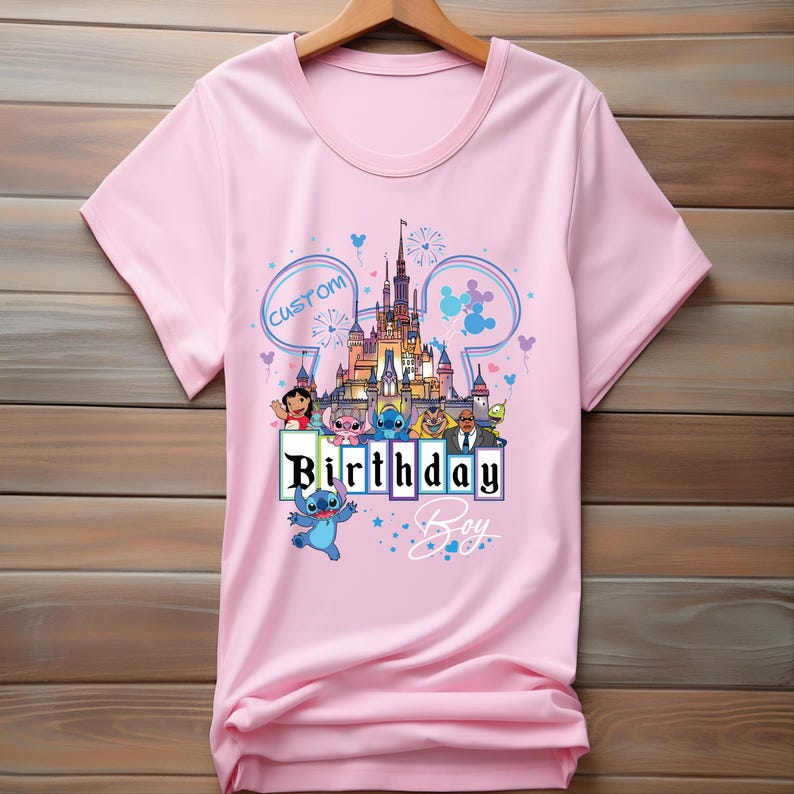 Custom Name Stitch and Angel Birthday DTF Transfers, Personalized Birthday Ready To Press