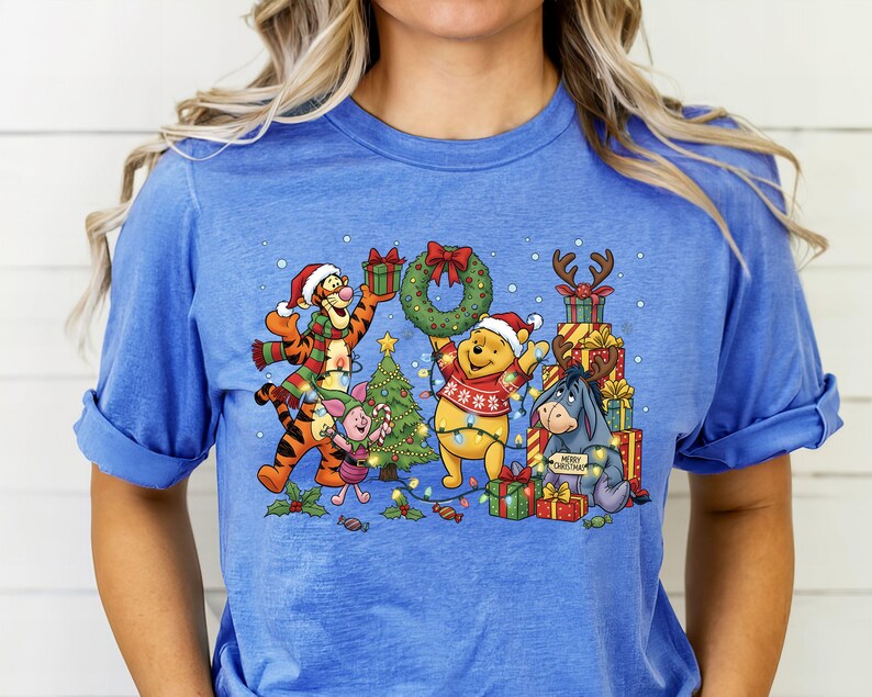 Winnie The Pooh Christmas Shirt, Disney Christmas Party Shirt, Tigger and Piglet Christmas Shirt, Merry Christmas Shirt,Pooh Bear Sweatshirt