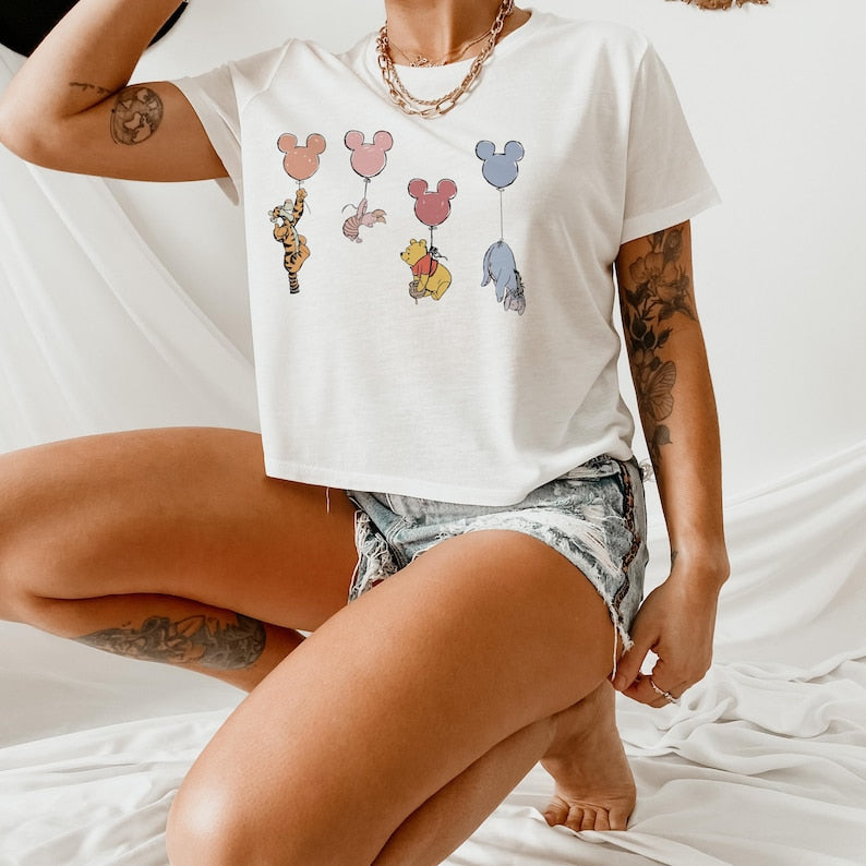 Winnie Balloons Baby Tee, Eeyore Womens Tank, Disney Balloons Crop Tee, Winnie the Pooh Tiger Crop Top, Eeyore Piglet Tigger, Disneyland tee