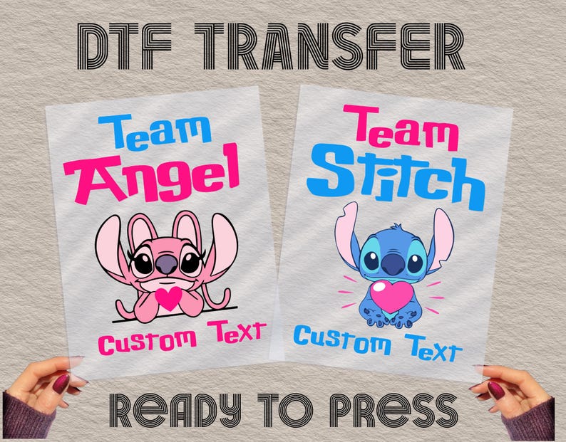 Stitch Gender Reveal Ready To Press, Disney Baby Shower DTF Transfer, Pink or Blue Family Loves You, Cute Pregnancy Announcement DTF Print