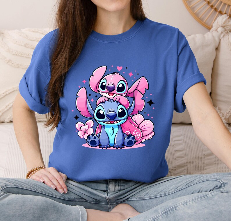Disney Angel And Stitch Couple T-Shirt,Disney Lilo And Stitch T-shirt,Stitch Disneyworld Sweatshirt,Magic Kingdom Tee,Disney Vacation Shirts