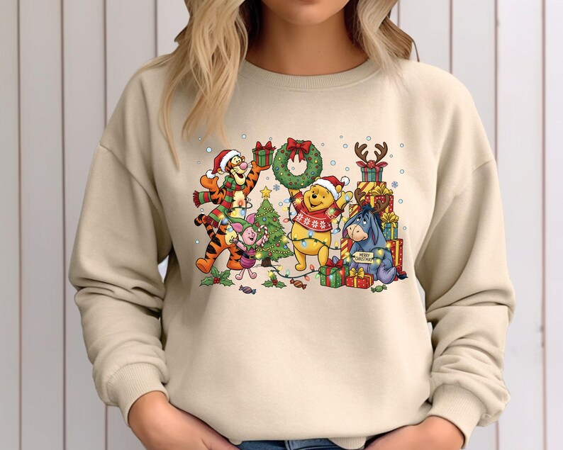 Winnie The Pooh Christmas Shirt, Disney Christmas Party Shirt, Tigger and Piglet Christmas Shirt, Merry Christmas Shirt,Pooh Bear Sweatshirt