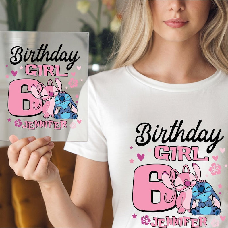 Stitch Angel Birthday Family Dtf, Disney Birthday Girl Dtf, Custom Stitch Party Dtf, Stitch Toddler Gift, WDW Birthday Gifts, Dtf Transfers