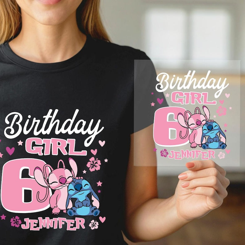 Stitch Angel Birthday Family Dtf, Disney Birthday Girl Dtf, Custom Stitch Party Dtf, Stitch Toddler Gift, WDW Birthday Gifts, Dtf Transfers