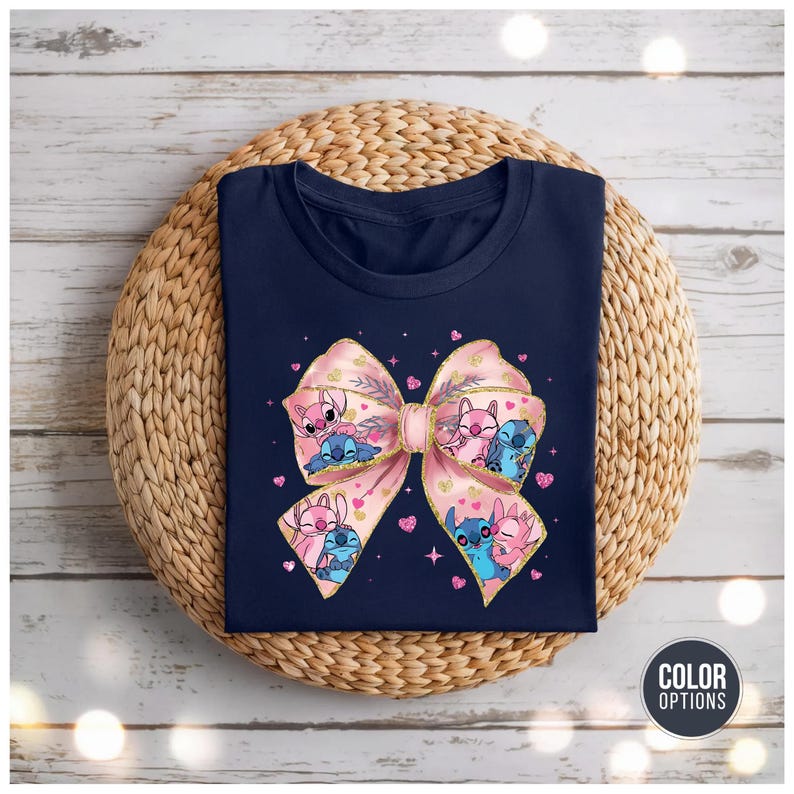 Cartoon Couple Shirt: Stitch and Angel Design - Kawaii Style