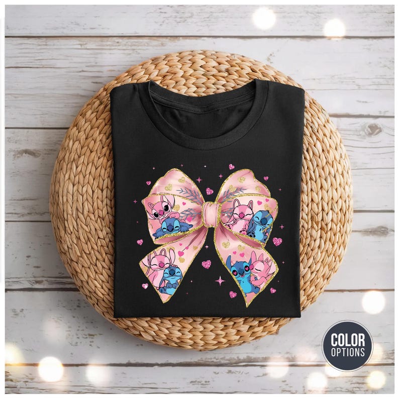 Cartoon Couple Shirt: Stitch and Angel Design - Kawaii Style