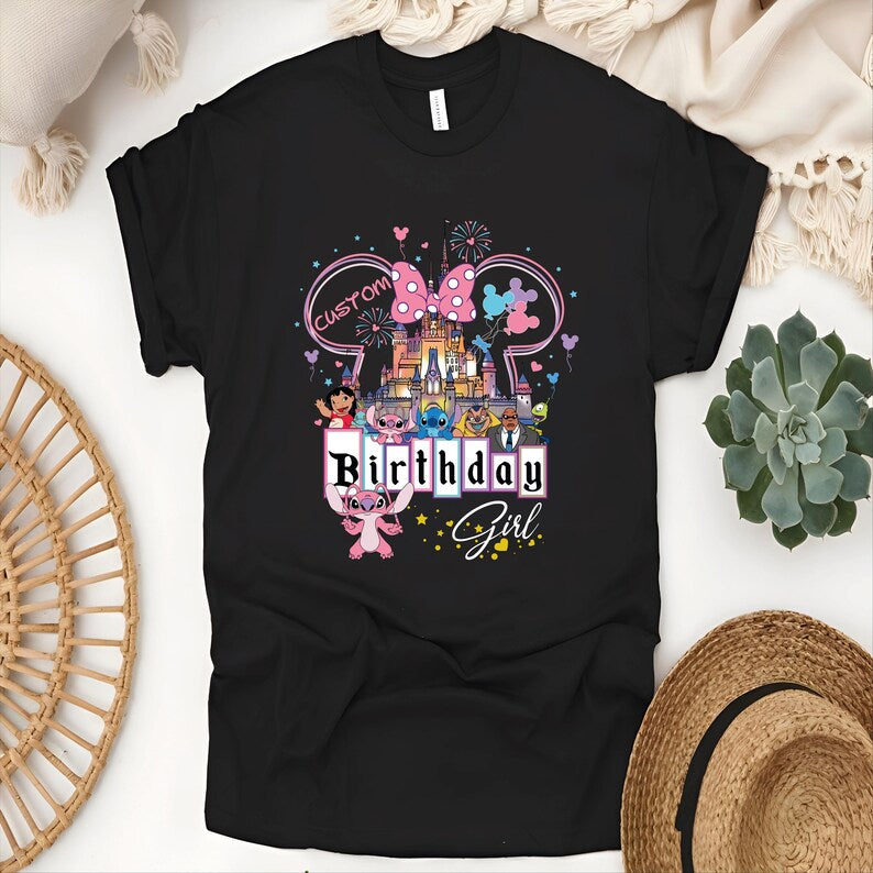 Custom Name Stitch and Angel Birthday DTF Transfers, Personalized Birthday Ready To Press