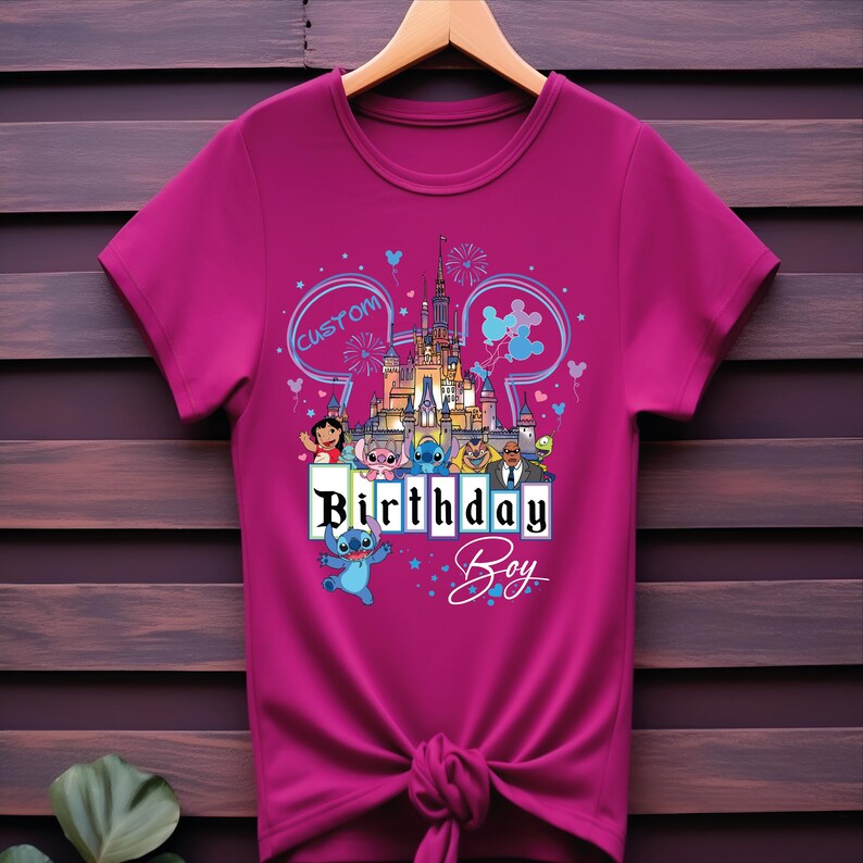 Custom Name Stitch and Angel Birthday DTF Transfers, Personalized Birthday Ready To Press
