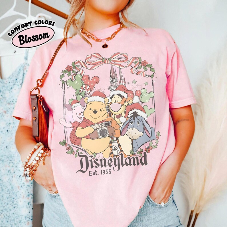 Winnie The Pooh Christmas Sweatshirt, Disneyland Holiday Shirt, Cute Tigger Piglet Eeyore Xmas Top, Vintage Pooh Bear Christmas Tee