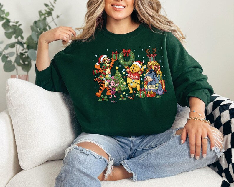 Winnie The Pooh Christmas Shirt, Disney Christmas Party Shirt, Tigger and Piglet Christmas Shirt, Merry Christmas Shirt,Pooh Bear Sweatshirt