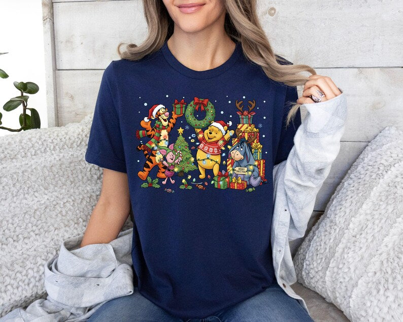 Winnie The Pooh Christmas Shirt, Disney Christmas Party Shirt, Tigger and Piglet Christmas Shirt, Merry Christmas Shirt,Pooh Bear Sweatshirt