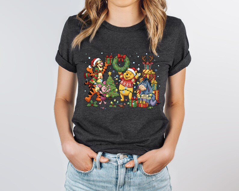 Winnie The Pooh Christmas Shirt, Disney Christmas Party Shirt, Tigger and Piglet Christmas Shirt, Merry Christmas Shirt,Pooh Bear Sweatshirt