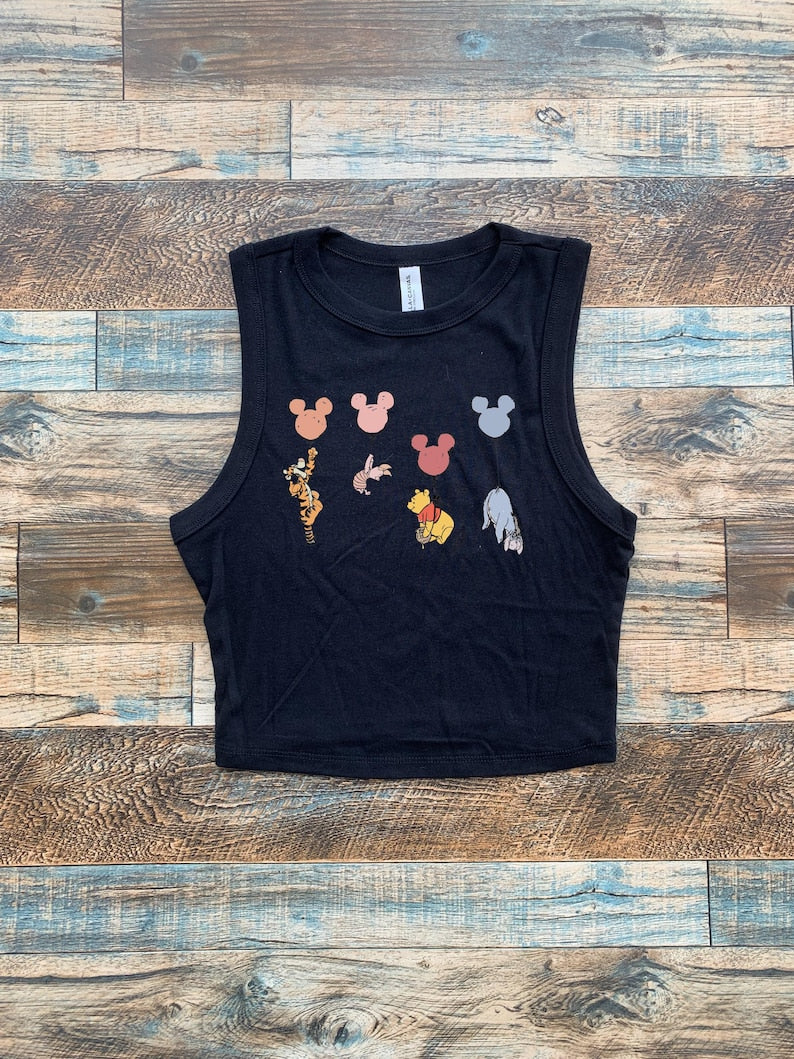 Winnie Balloons Baby Tee, Eeyore Womens Tank, Disney Balloons Crop Tee, Winnie the Pooh Tiger Crop Top, Eeyore Piglet Tigger, Disneyland tee