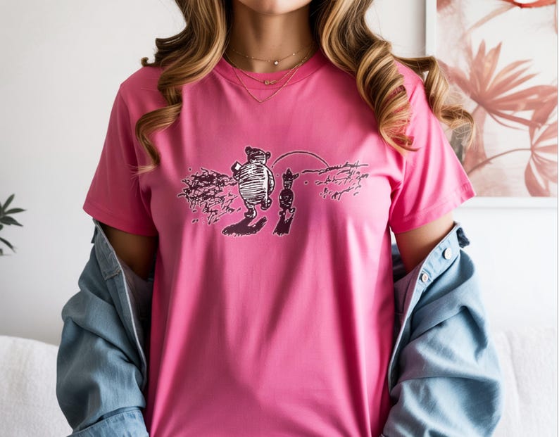 Classic Winnie the Pooh & Piglet T-Shirt - Cotton Sunset Tee - Friendship Gift