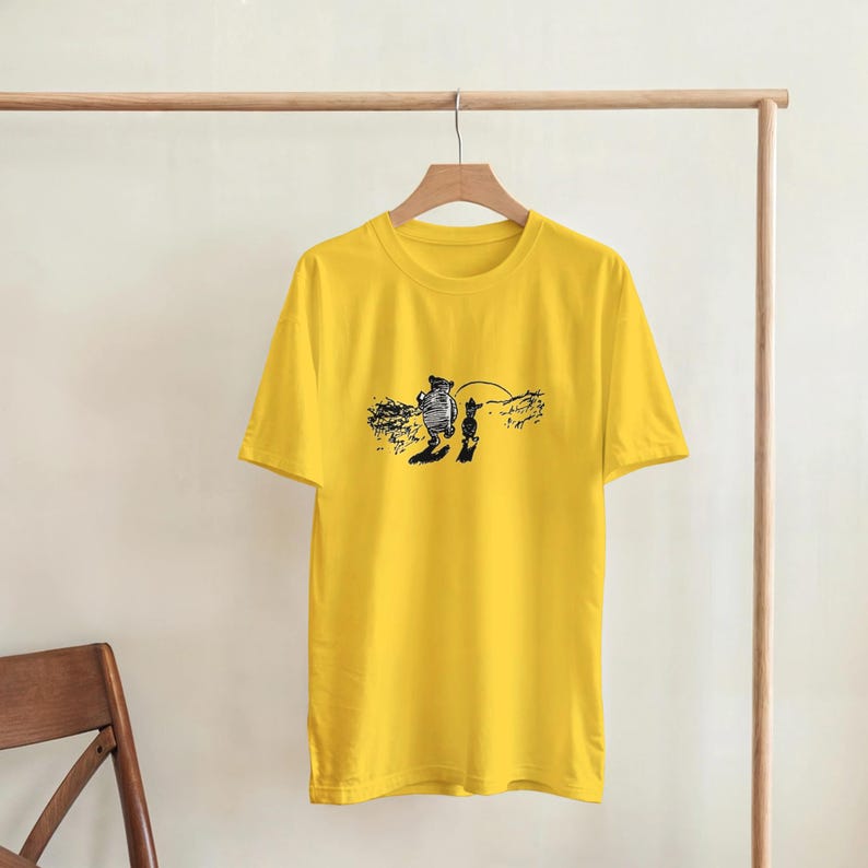 Classic Winnie the Pooh & Piglet T-Shirt - Cotton Sunset Tee - Friendship Gift