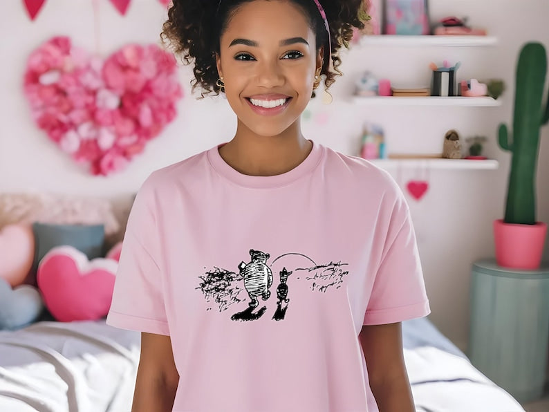 Classic Winnie the Pooh & Piglet T-Shirt - Cotton Sunset Tee - Friendship Gift