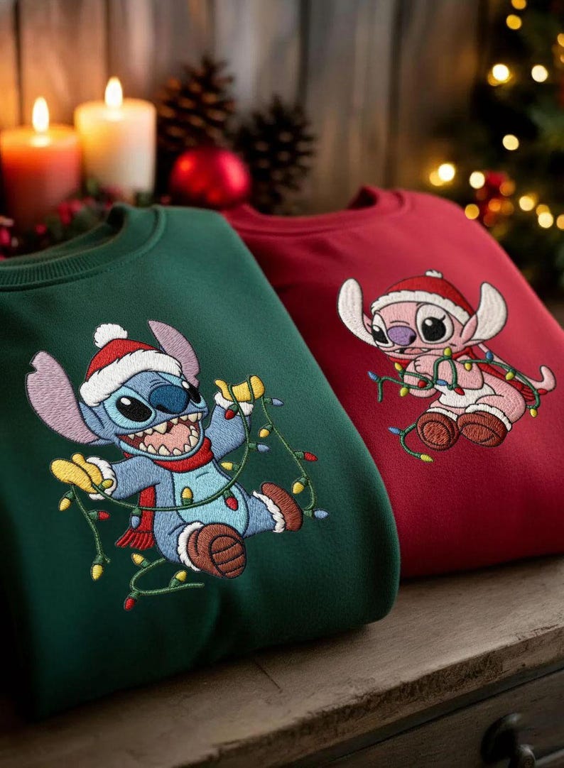 EMBROIDERED Disney Stitch and Angel Christmas Lights product image 1