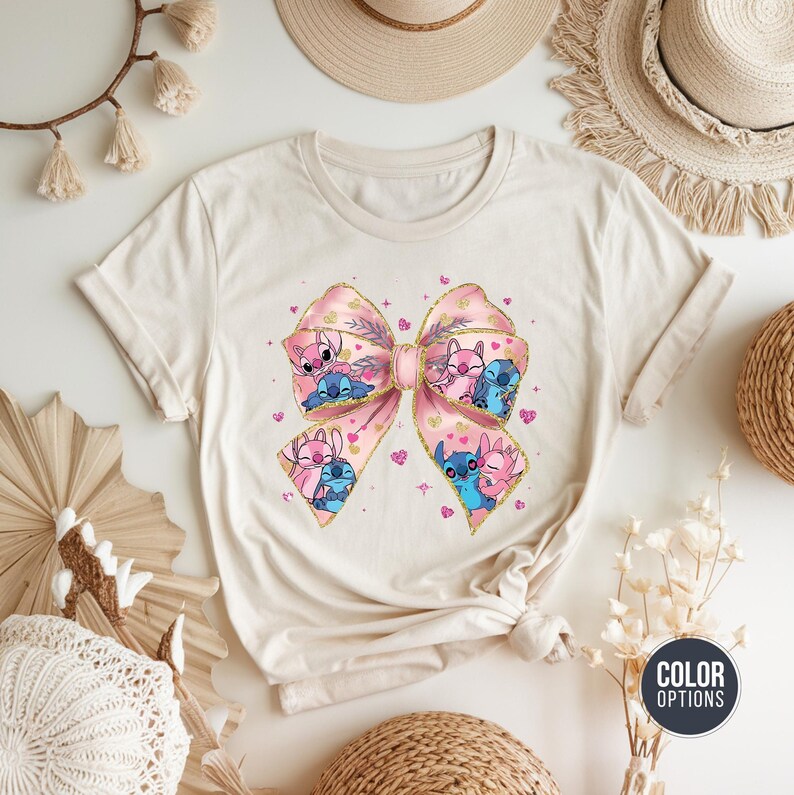 Cartoon Couple Shirt: Stitch and Angel Design - Kawaii Style