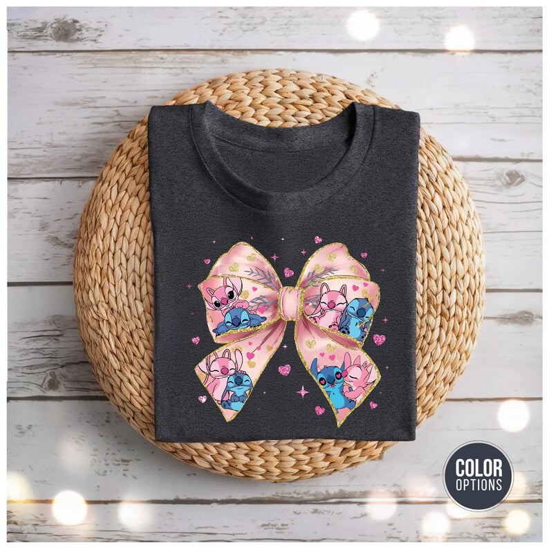 Cartoon Couple Shirt: Stitch and Angel Design - Kawaii Style