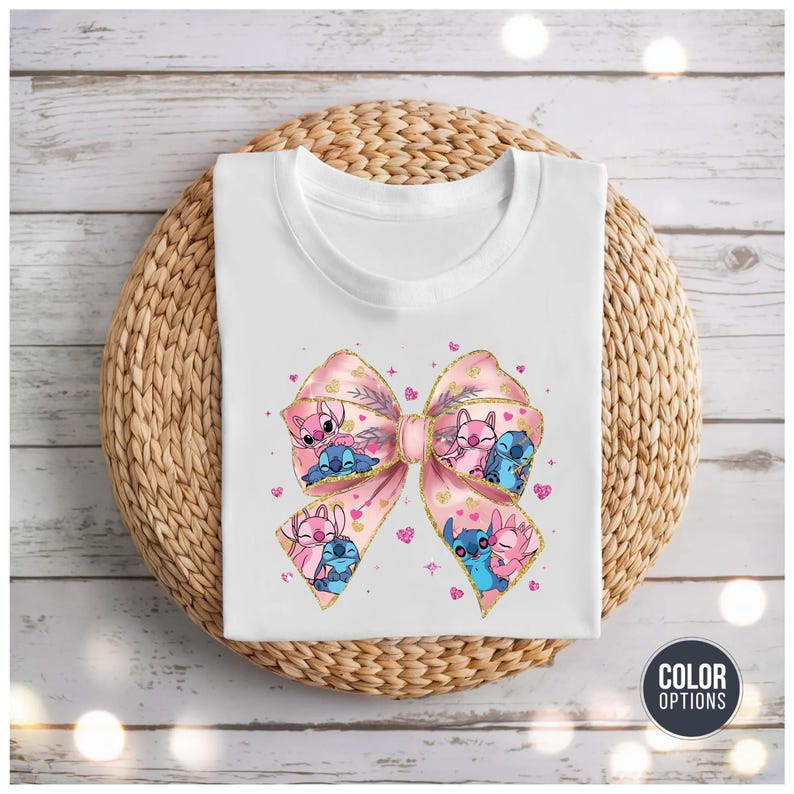 Cartoon Couple Shirt: Stitch and Angel Design - Kawaii Style
