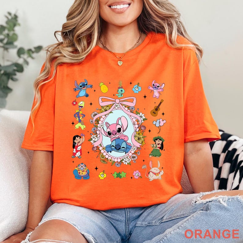 Coquette Bow Angel And Stitch Mirror DTF Transfers,Disney Best Friend Heat Press Transfers, Disney Trip, Besties Forever,Disney Hawaiian Tee