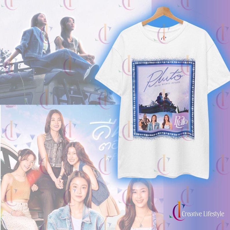 Beautiful Pluto Series GL T-Shirt | Namtan Film Ai-Oon Ob-Oom May Methawi Fan Merch | Aesthetic Design Tee