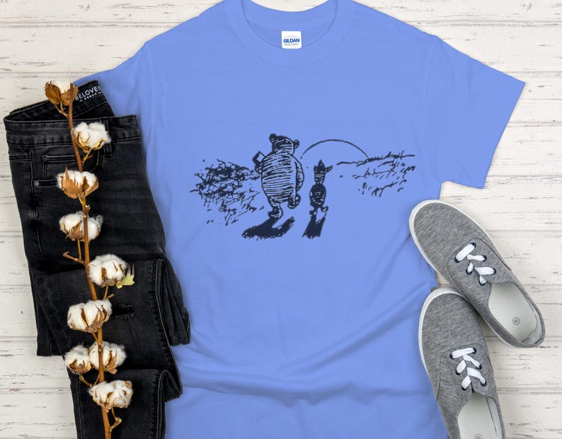 Classic Winnie the Pooh & Piglet T-Shirt - Cotton Sunset Tee - Friendship Gift