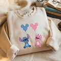 Blue Alien And Pink Holding Balloons Embroidered product image 1