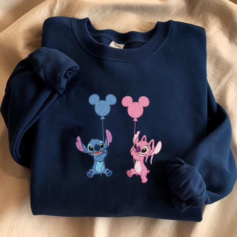 Blue Alien And Pink Holding Balloons Embroidered product image 4